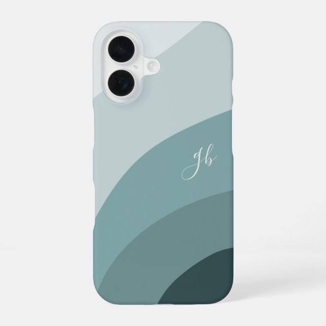 Mint & Spruce Green Boho Color Flow Monogram Iphone Case (Back)