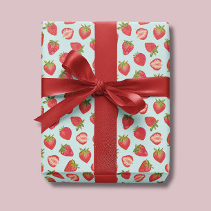 Mint Strawberry Wrapping Paper / Gift Wrap