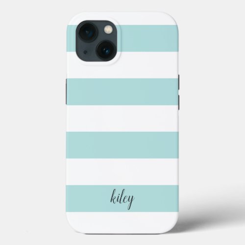Mint Stripe Personalized iPhone 13 Case