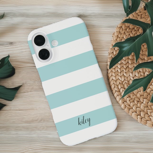 Mint Stripe Personalized Case-Mate iPhone Case (Creator Uploaded)