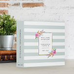Mint Stripe Personalized Homeschool Portfolio 3 Ring Binder<br><div class="desc">Organize your homeschool materials in this beautifully designed binder with custom text. Chic and modern floral home school portfolio binder features a wide pastel mint green and white striped background with sprays of bright watercolor tropical flowers accenting your name, binder contents, and academic year, framed by a thin faux gold...</div>