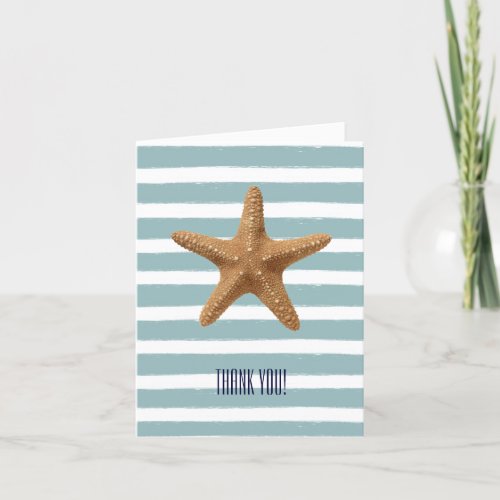 Mint Stripes Nautical Starfish Beach Thank You