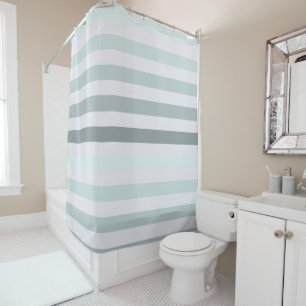 Mint Stripes Ombre Shower Curtain