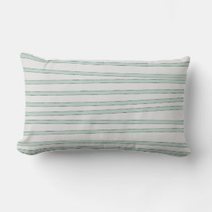 Mint Stripes Pastel Green Rustic Sketch Stripe Lumbar Pillow