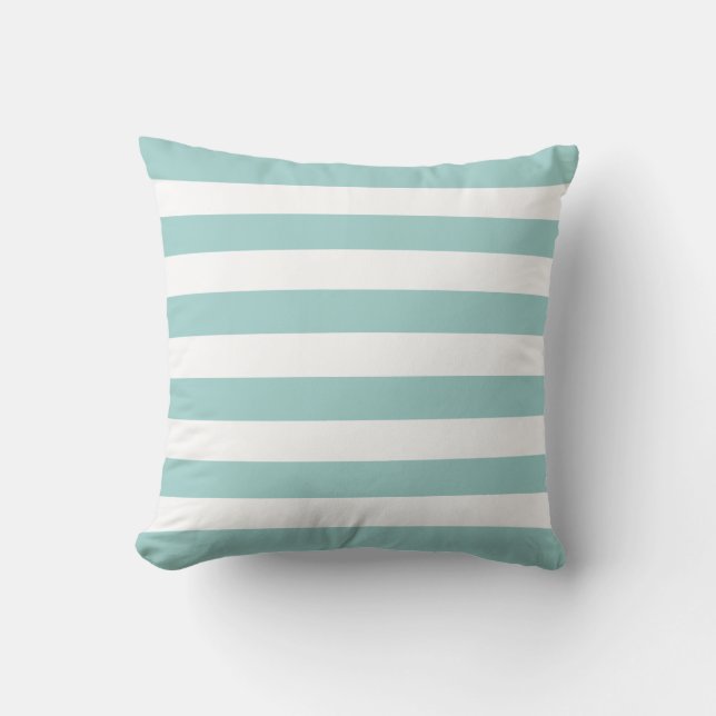 Mint Stripes Pattern Throw Pillow (Front)