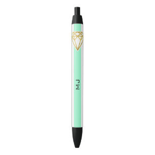 Mint Stripes with Gold Foil Diamond Pen