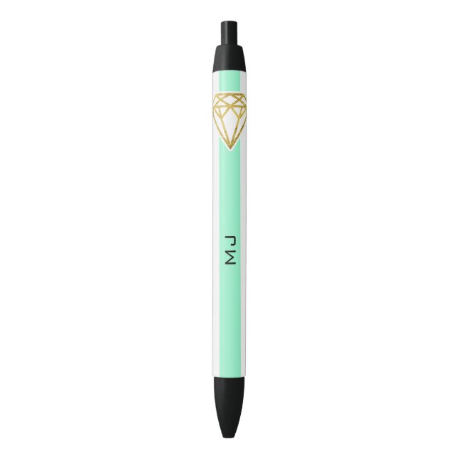 Mint Stripes with Gold Foil Diamond Pen (Front Vertical)