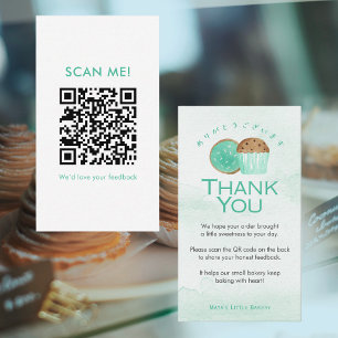Mint Sweets Watercolor Leave a Review QR Code Business Card