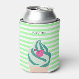 Mint Swirl Ice Cream Striped Personalised Can Cooler