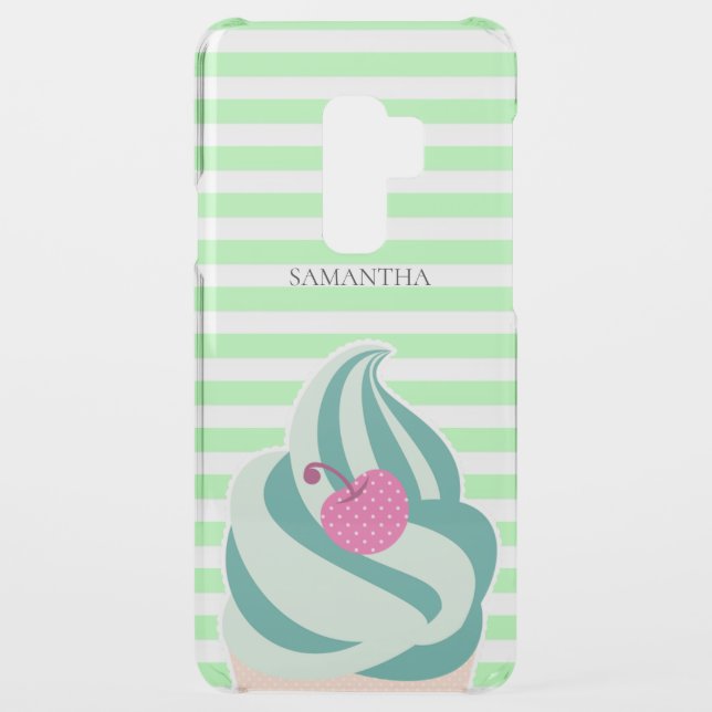 Mint Swirl Ice Cream Striped Personalised Uncommon Samsung Galaxy Case (Back)