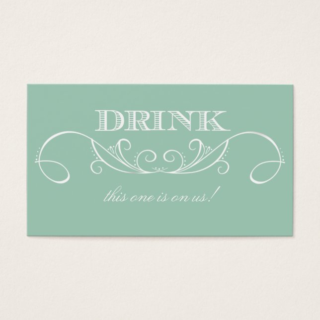 Mint Swirl Wedding Drink Ticket (Front)