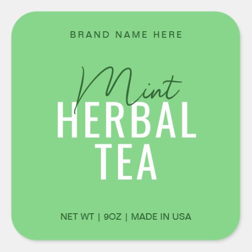 Mint Tea Product Label Stickers Packaging