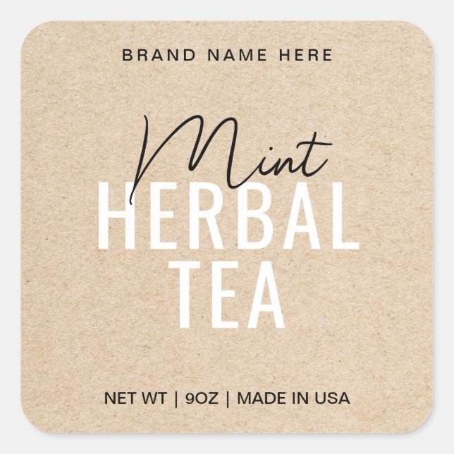 Mint Tea Product Label Stickers Packaging (Front)