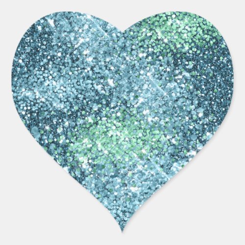 Mint Teal Aqua Sparkle Mermaid Glitter Heart Sticker