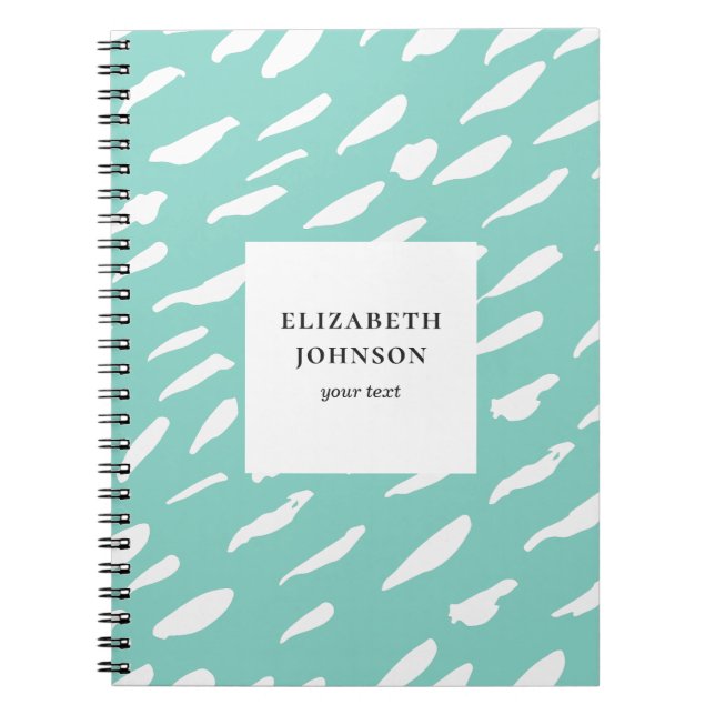 Mint teal brush strokes pattern. Modern abstract Notebook (Front)