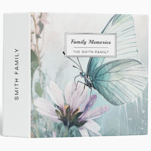 Mint Teal Butterfly Soft Pastel Floral 3 Ring Binder