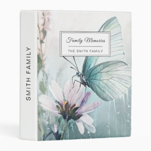 Mint Teal Butterfly Soft Pastel Floral Mini Binder