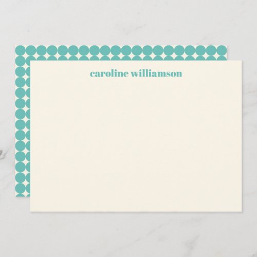 Mint Teal Geometric Dots Pattern Personalized Name Note Card
