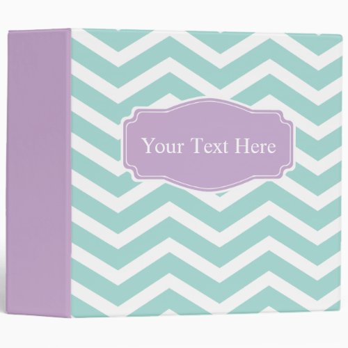 Mint Teal Purple Chevron Custom 3 Ring Binder