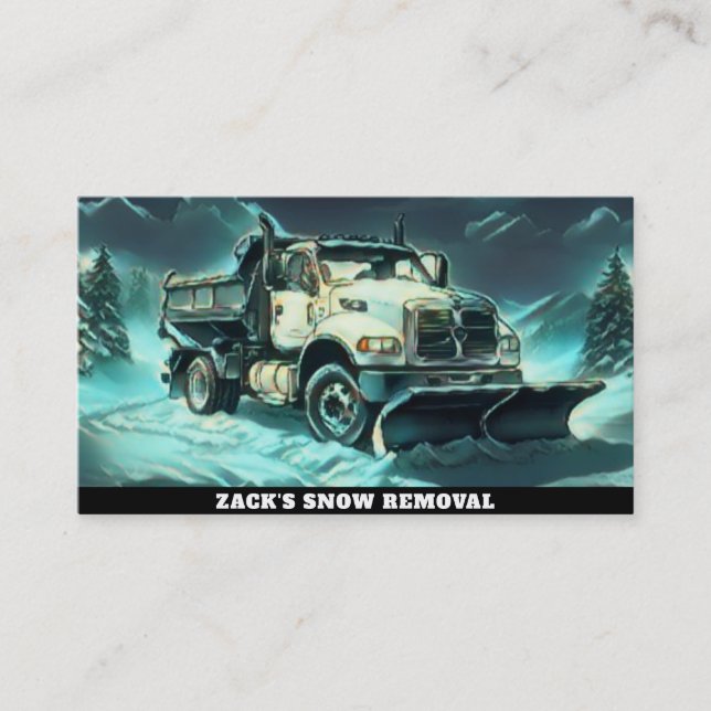 *~* Mint  Teal Snow Removal Snow Plow Truck AP74 Business Card (Front)