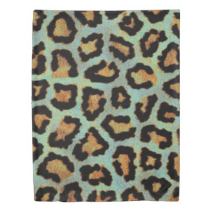 Mint Tease me teal  Leopard print  Duvet Cover