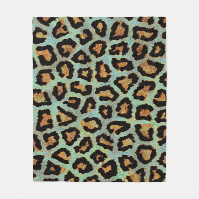 Mint Tease me teal  Leopard print style blanket (Front)
