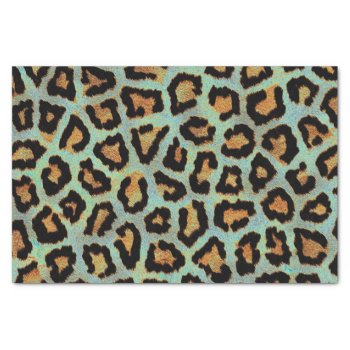 Mint Tease Me Teal  Leopard Print Tissue Paper by Lighthouse_Route at Zazzle