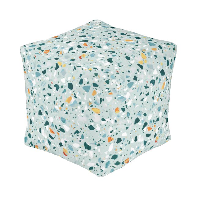 Mint Terrazzo Pouf (Angled Front)