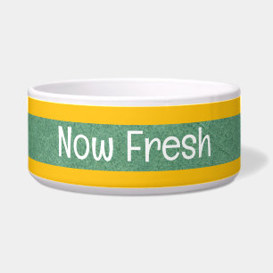 Mint Textured Pet Bowl with NOW FRESH Text