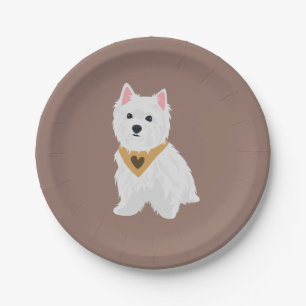 Mint The Cute West Highland Terrier Dog Paper Plates