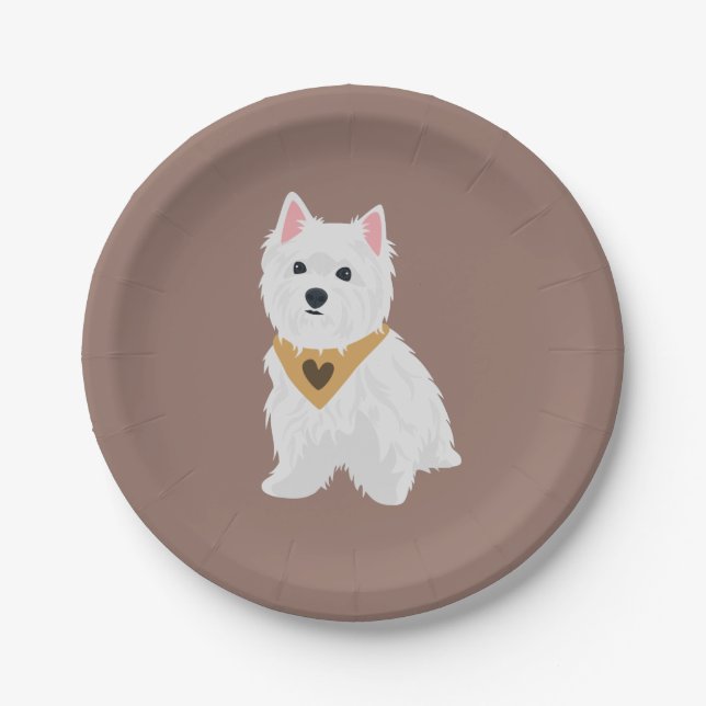 Mint The Cute West Highland Terrier Dog Paper Plates (Front)