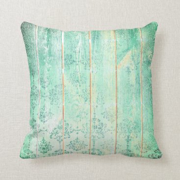 Mint Tiffany Damask Metallic Wood Cottage Home Throw Pillow Mint Tiffany Damask Metallic Wood Cottage Home Throw Pillow