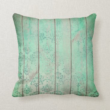 Mint Tiffany Teal Green Damask Wood Cottage Home Throw Pillow Mint Tiffany Teal Green Damask Wood Cottage Home Throw Pillow