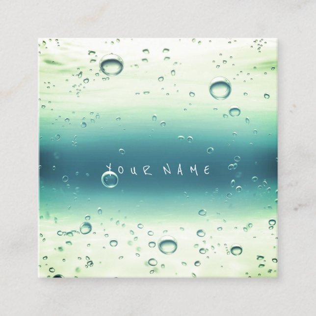 Mint Tiffany White Abstract Water Ocean Balls Square Business Card (Front)