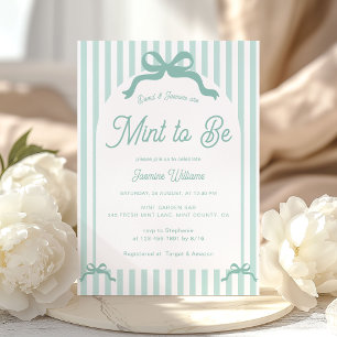 Mint To Be Bow Stripes Bridal Shower Invitation