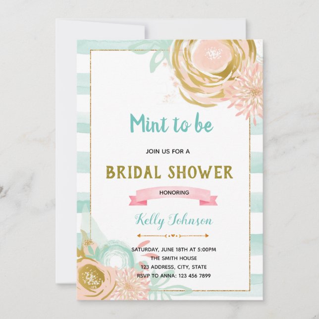 Mint to be bridal shower invitation (Front)