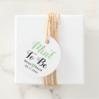Mint to be calligraphy mint green heart wedding favor tags