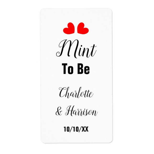 Mint To Be Cute Wedding Favor label (Front)