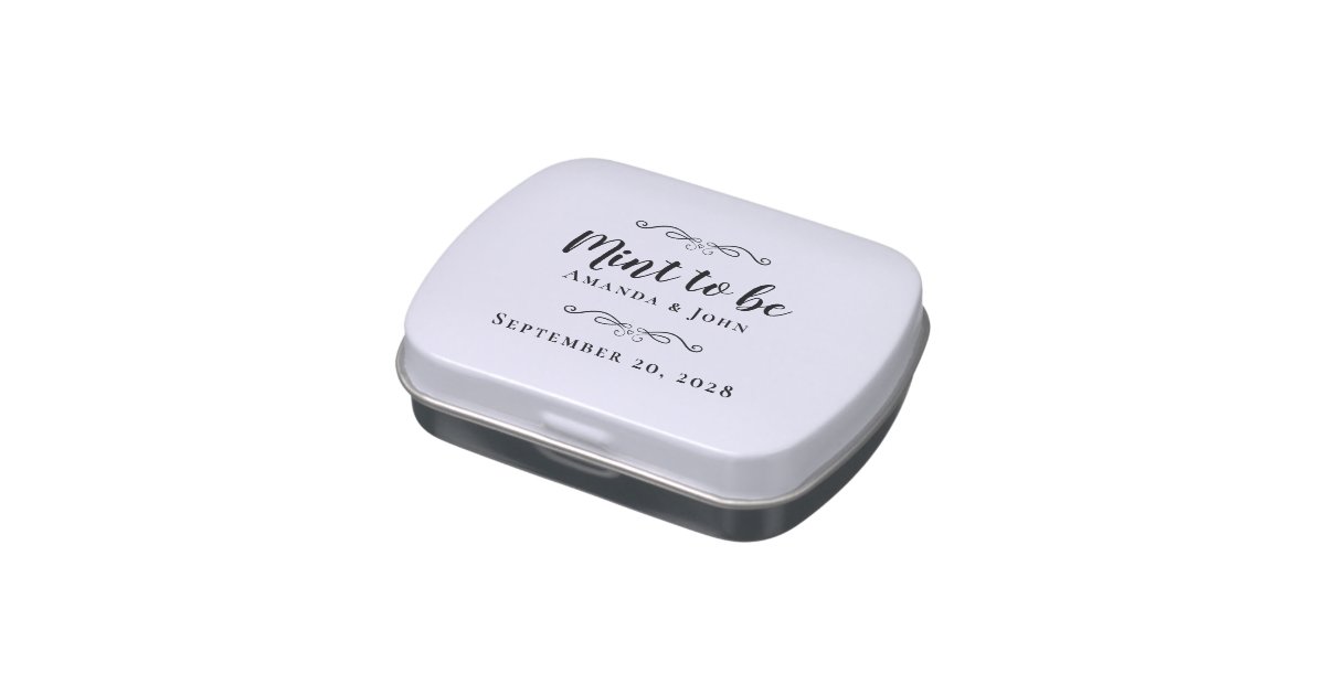 Mint To Be Elegant Wedding Favors Black & White Candy Tin | Zazzle