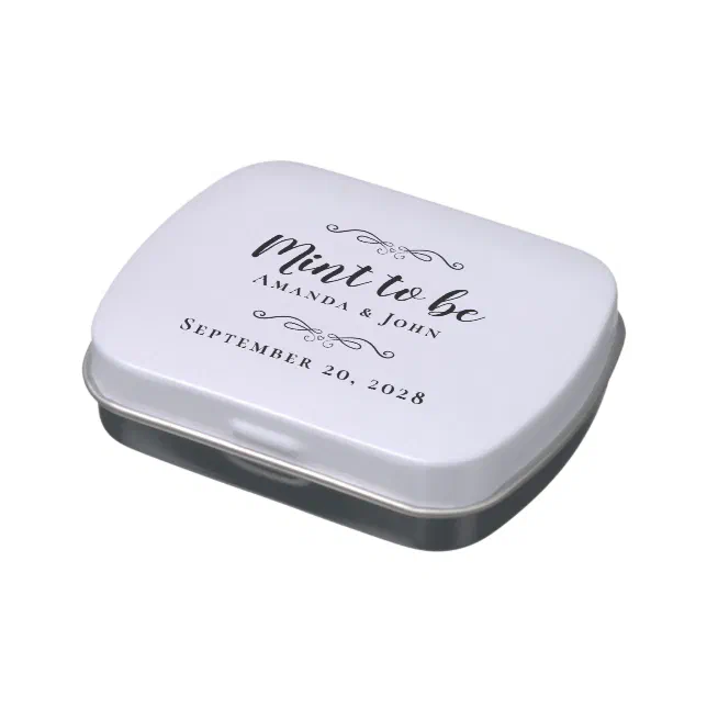Mint To Be Elegant Wedding Favors Black & White Candy Tin | Zazzle