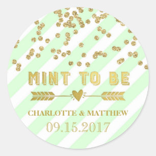 Mint to Be Gold Confetti Wedding Favor Tags
