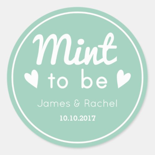 Mint to be green and white wedding favor sticker