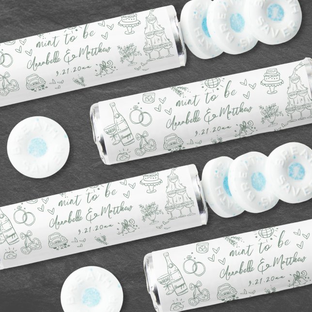 Mint To Be Green Hand Drawn Wedding Breath Savers® (Mint To Be Green Hand Drawn Wedding Breath Savers®)