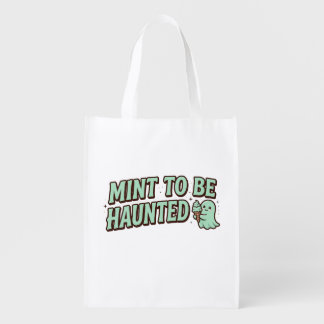 Mint to Be Haunted Cute Mint Ghost Halloween  Grocery Bag