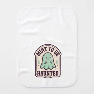 Mint to Be Haunted Cute Mint Ghost Kids Halloween Baby Burp Cloth