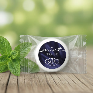 Mint to Be Heart Monogram Navy Blue Wedding Life Saver® Mints