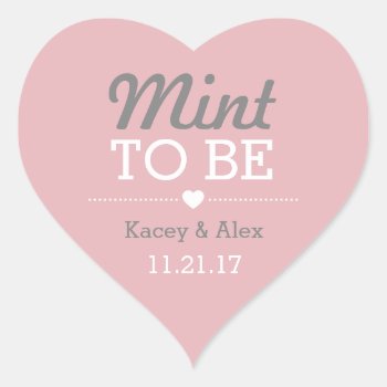Mint To Be Heart Stickers Wedding Favors by INAVstudio at Zazzle
