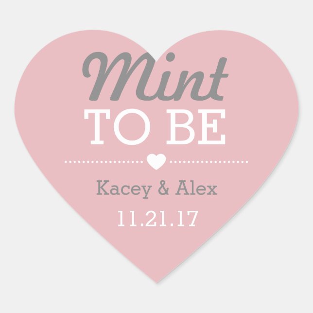 Mint To Be Heart Stickers Wedding Favors (Front)