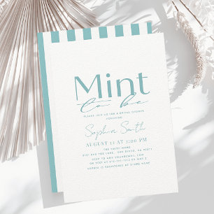Mint To Be Minimal Typography White Bridal Shower Invitation