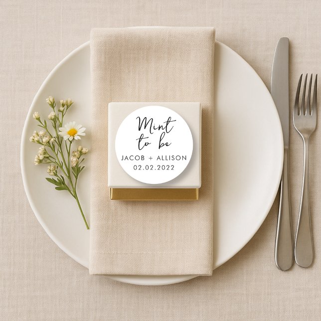 Mint to be modern elegant wedding favor classic round sticker (Creator Uploaded)
